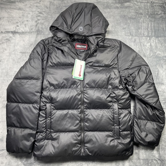 Marmot Guides Down Hooded Jacket Puffer Black Mens Size Medium (M) M16229 NEW